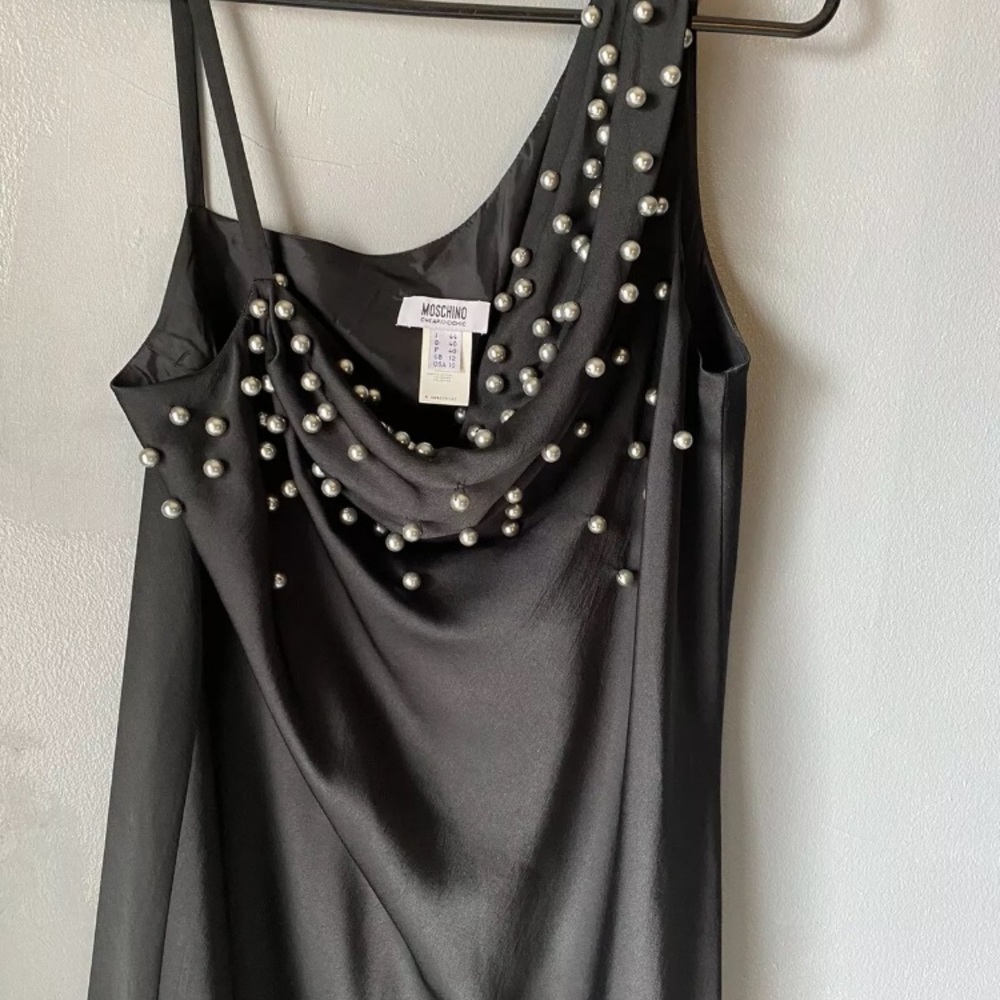 MOSCHINO cheapandchic Beaded 1/2 Spaghetti Strap Loose Beaded Dress L